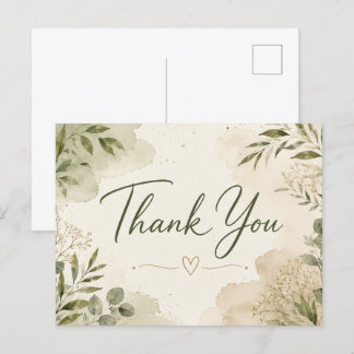 Elegante botanische Dankeschön-Postkarte Postkarte