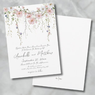 Elegante Botanische Einfache Wildblumen Hochzeit B Einladung