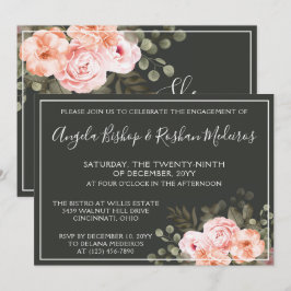 Elegante botanische Engagement-Partei für Blütenbl Einladung