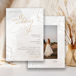 Elegante botanische Floral-Script-Hochzeit Einladung