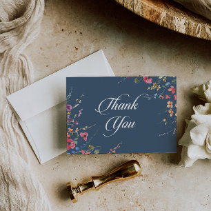 Elegante botanische florale dicke Hochzeit Dankeskarte