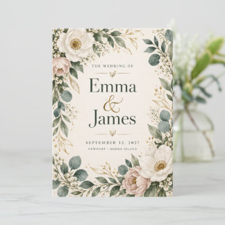 Elegante botanische florale Hochzeitseinladung | S