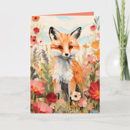 Elegante Botanische Foxgeklappte Grußkarte Karte