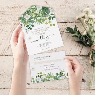 Elegante botanische Gärten Frühling Sommer Hochzei All In One Einladung