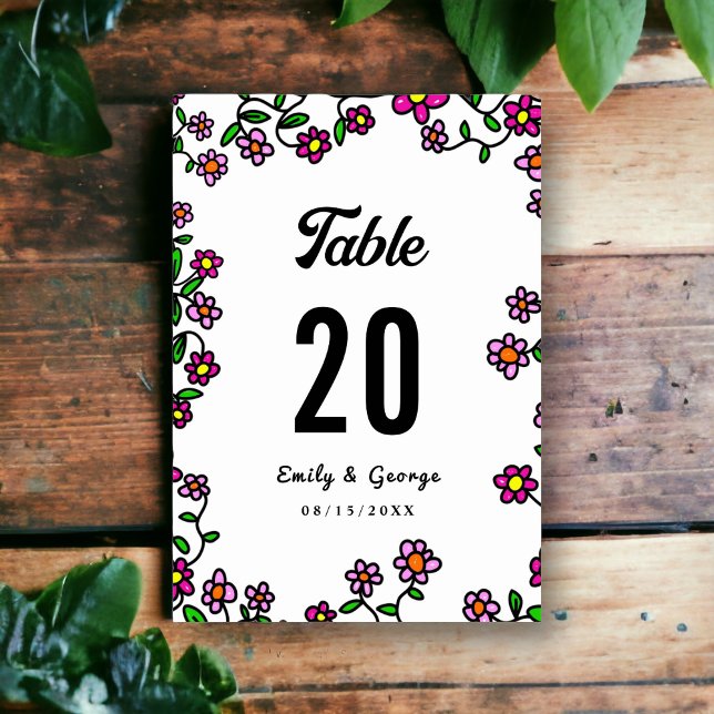 Elegante Botanische Gartenanlagen Blume Blumenzehe Tischnummer (Von Creator hochgeladen)