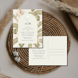Elegante botanische Gartenhochzeit - Save-the-Date Ankündigungspostkarte