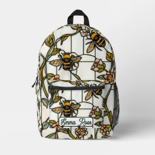 Elegante botanische Glasmalerei im Jugendstil mit Bedruckter Rucksack