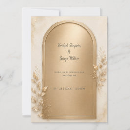 Elegante botanische goldene metallische Hochzeitsb Einladung
