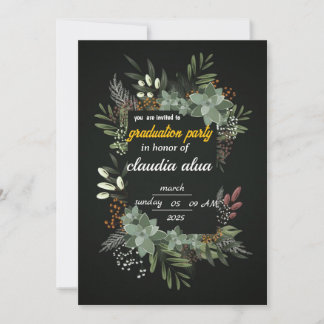 Elegante botanische Graduiertenparty Einladung