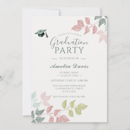 Elegante botanische Graduiertenparty Einladung