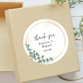 Elegante botanische Greenerie Gold Wedding Vielen Runder Aufkleber