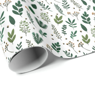 Elegante botanische Grünpflanzen & Beeren Geschenkpapier