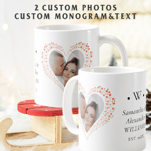 Elegante botanische Herz-Foto-Hochzeit Weihnachten Kaffeetasse