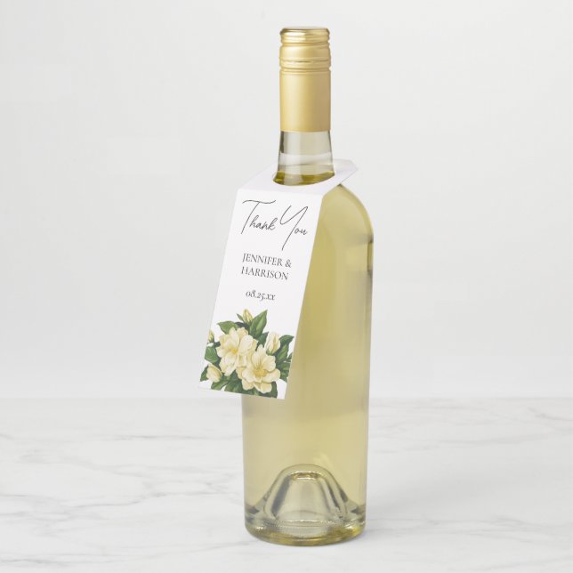 Elegante, botanische Hochzeit Flaschenanhänger (Angewinkelt)