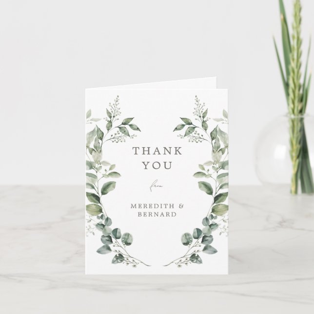 Elegante botanische Hochzeit geklappt Dankeschön K Dankeskarte (Vorderseite)