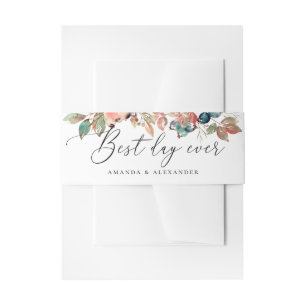Elegante botanische Hochzeit Herbstlaub und Beer Einladungsbanderole