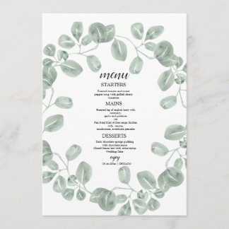 Elegante Botanische Hochzeit Menükarte