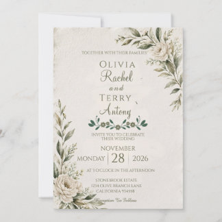 Elegante botanische Hochzeit mit Deckle Edge Einladung