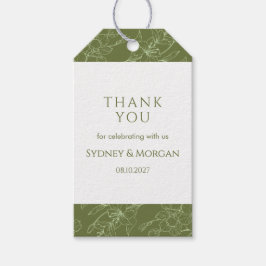 Elegante botanische Hochzeit mit floraler Schrift Geschenkanhänger