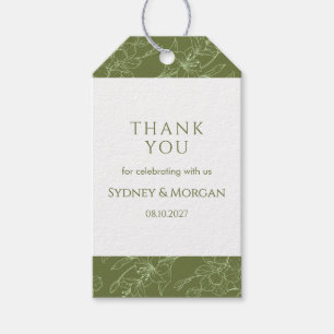 Elegante botanische Hochzeit mit floraler Schrift Geschenkanhänger