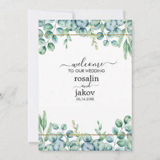 Elegante Botanische Hochzeit mit Grün Einladung