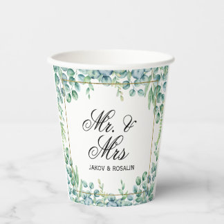 Elegante Botanische Hochzeit mit Grün Pappbecher