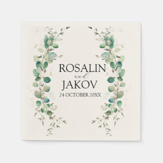 Elegante Botanische Hochzeit mit Grün Serviette