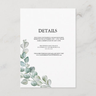 Elegante Botanische Hochzeit mit Grünpflanzen Begleitkarte