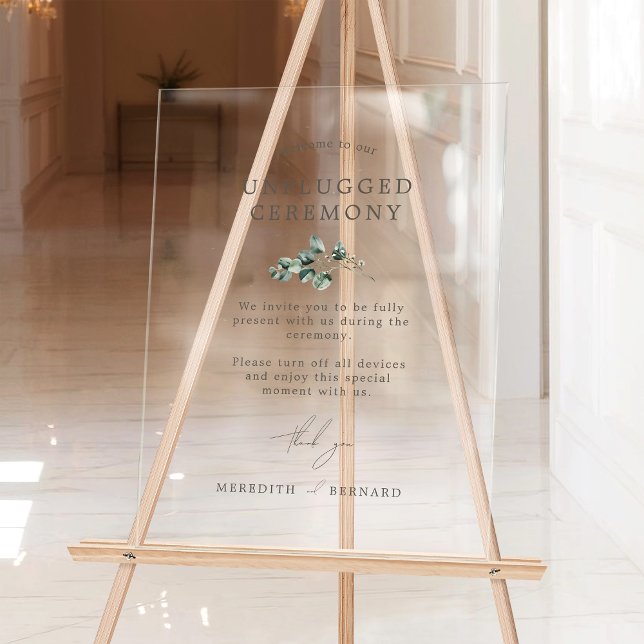 Elegante botanische Hochzeit ohne Stecker Acrylschild (Von Creator hochgeladen)