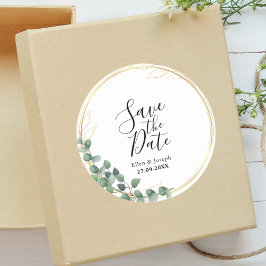 Elegante botanische Hochzeit rettet das Datum Runder Aufkleber