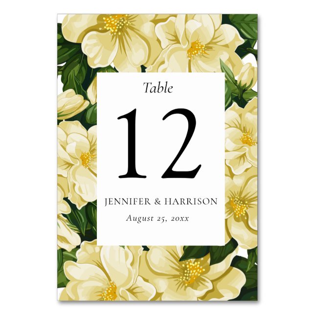 Elegante, botanische Hochzeit Tischnummer (Vorderseite)