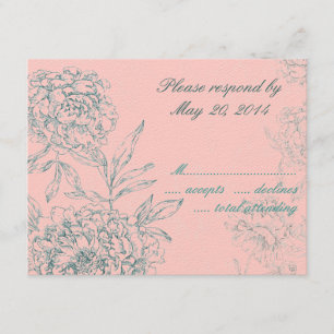 Elegante botanische Hochzeit UAWG Karten-rosa Jade RSVP Karte