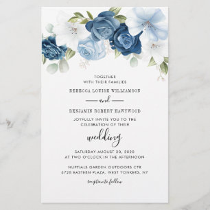 Elegante botanische Hochzeit von Dusty Blue Einlad Briefpapier