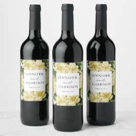 Elegante, botanische Hochzeit Weinetikett