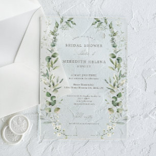 Elegante botanische Hochzeits-Brautparty Acryleinladungen