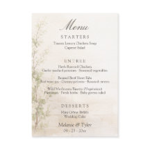 Elegante botanische Hochzeits-Menükarte