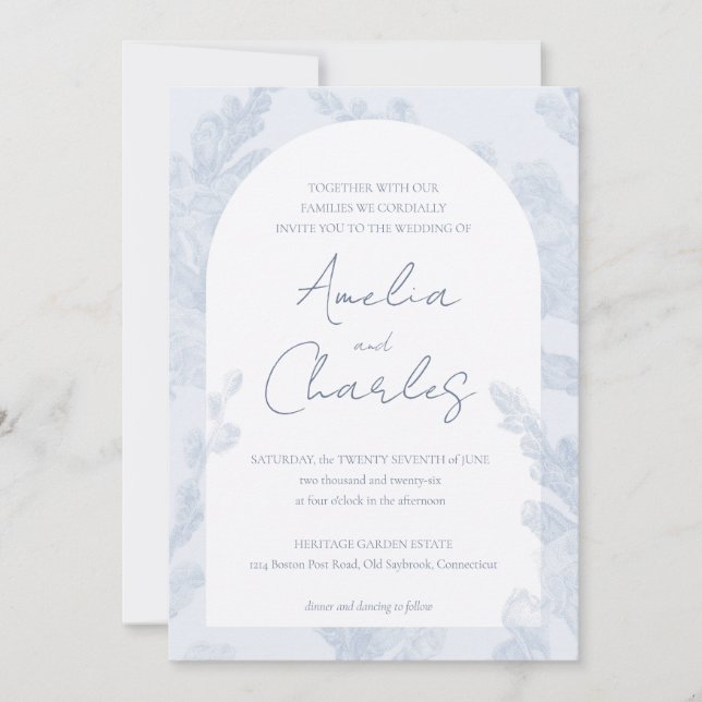 Elegante botanische Hochzeitseinladung Einladung (Vorderseite)