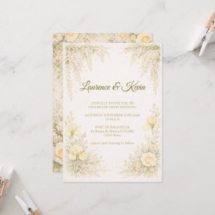 Elegante botanische Hochzeitseinladung grüne Flora Einladung