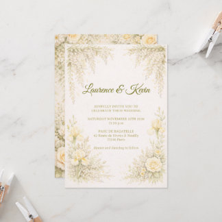 Elegante botanische Hochzeitseinladung grüne Flora Einladung