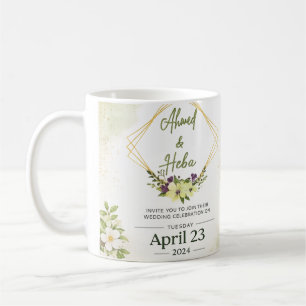 Elegante botanische Hochzeitseinladung Kaffeetasse
