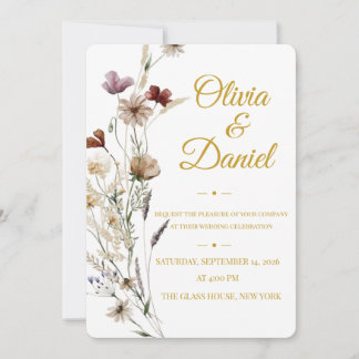 Elegante botanische Hochzeitseinladung | Modern Ro Einladung