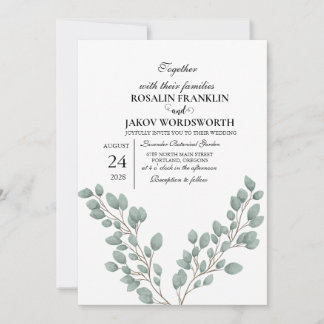 Elegante Botanische Hochzeitseinladungskarte mit G Einladung