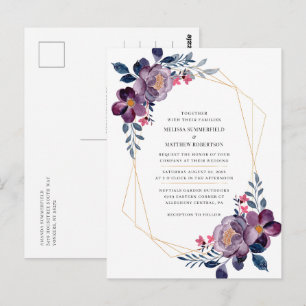 Elegante botanische Hochzeitsfeier Postkarte