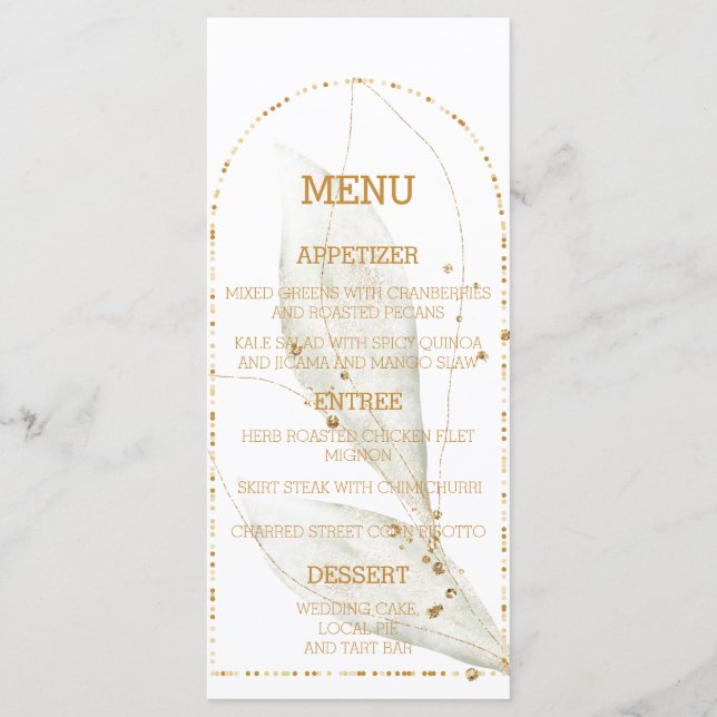 Elegante Botanische Hochzeitsmenüs Menükarte (Vorderseite)