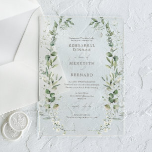 Elegante botanische Hochzeitsprobe-Dinner-Einladun Acryleinladungen