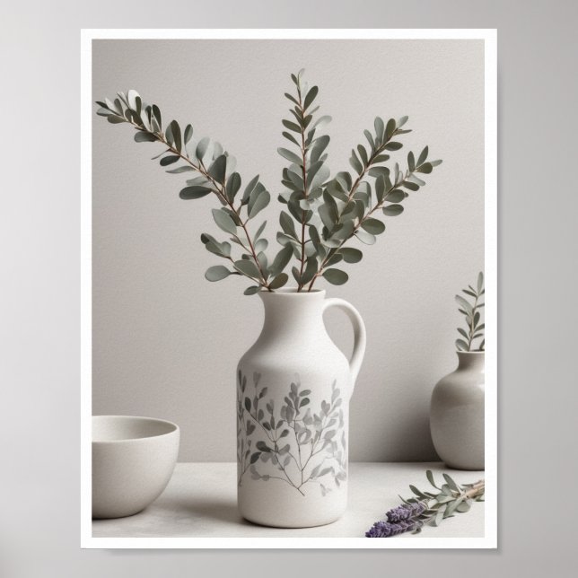 Elegante botanische Illustrationen lavender Wallar Poster (Vorne)