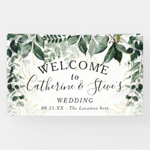 Elegante botanische Landschaft Hochzeitsempfang Banner