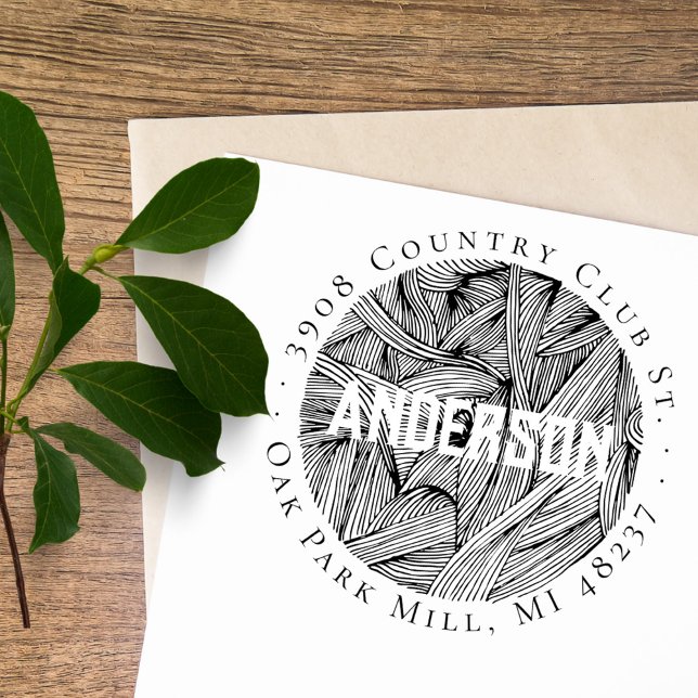 Elegante Botanische Linie Rücksendeadresse Permastempel (Von Creator hochgeladen)