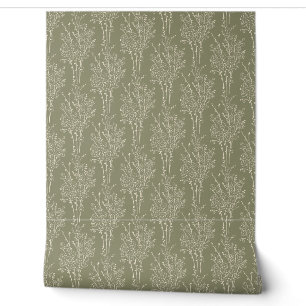 Elegante botanische Linienkunst Zweig Silhouette G Tapete