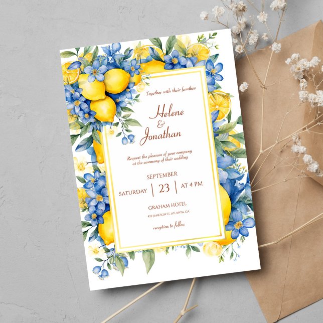 Elegante Botanische Moderne Blumenhochzeit Einladung (Elegant Botanical Modern Floral Wedding Invitation)
